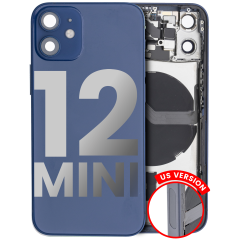 Back Housing W/ Small Components Pre-Installed Compatible For iPhone 12 Mini (US Version) (Used OEM Pull: Grade C) (Blue)