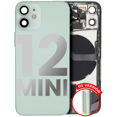 Back Housing W/ Small Components Pre-Installed Compatible For iPhone 12 Mini (US Version) (Used OEM Pull: Grade B) (Green)