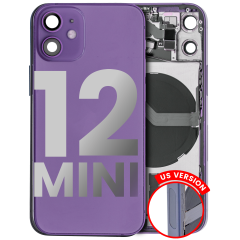 Back Housing W/ Small Components Pre-Installed Compatible For iPhone 12 Mini (US Version) (Used OEM Pull: Grade B) (Purple)
