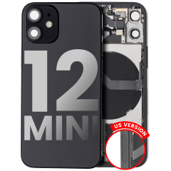Back Housing W/ Small Components Pre-Installed Compatible For iPhone 12 Mini (US Version) (Used OEM Pull: Grade A) (Black)